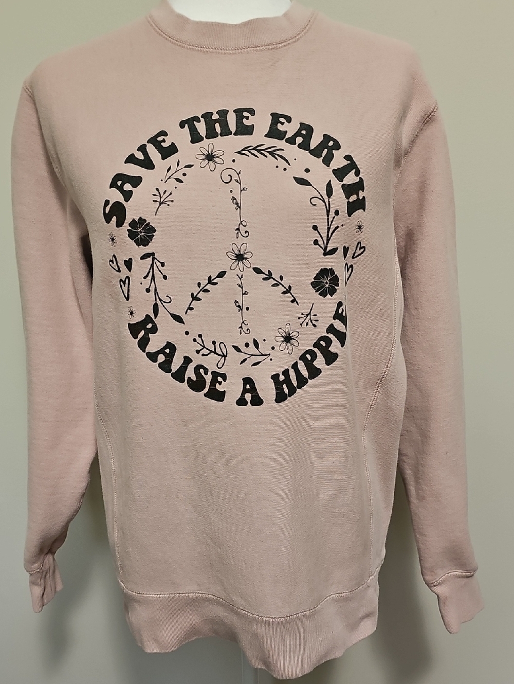Pink "Save the Earth" Graphic Crewneck Sweater